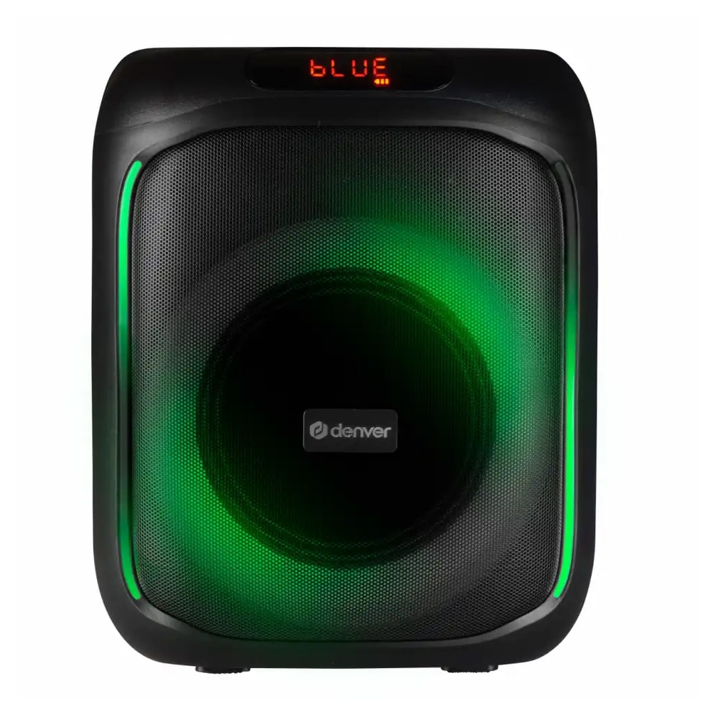 Denver BPS-165 partyhøjttaler / Bluetooth-højttaler med LED-lys, mikrofonindgang og 20 W RMS