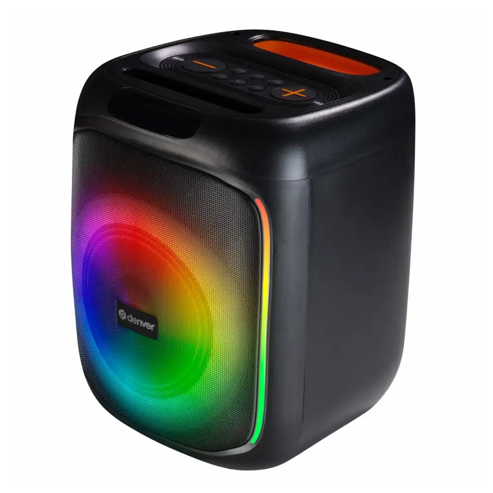 Denver BPS-165 partyhøjttaler / Bluetooth-højttaler med LED-lys, mikrofonindgang og 20 W RMS