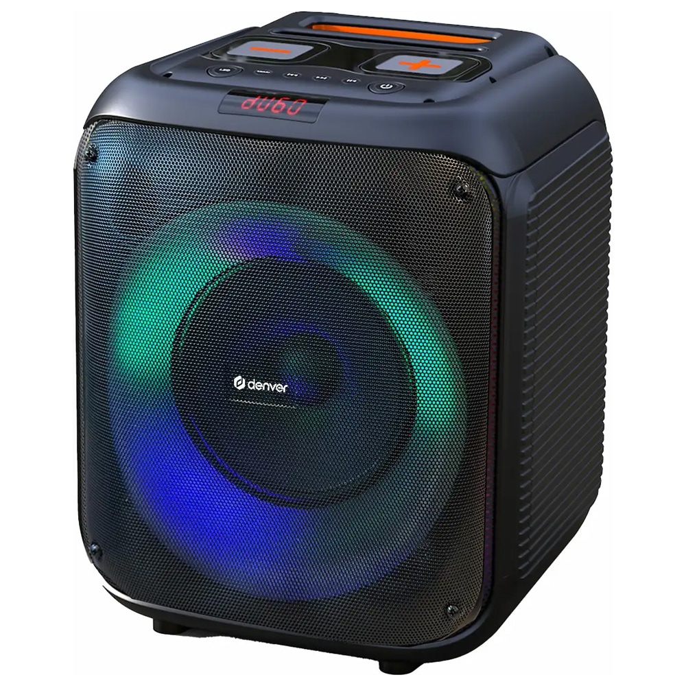 Denver BPS-250 partyhøjttaler / Bluetooth-højttaler med LED-lys, mikrofonindgang og 40 W RMS