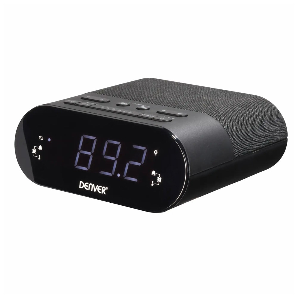 Denver CRQ-107 clockradio / vækkeur med radio / trådløs opladning / dobbelt alarm