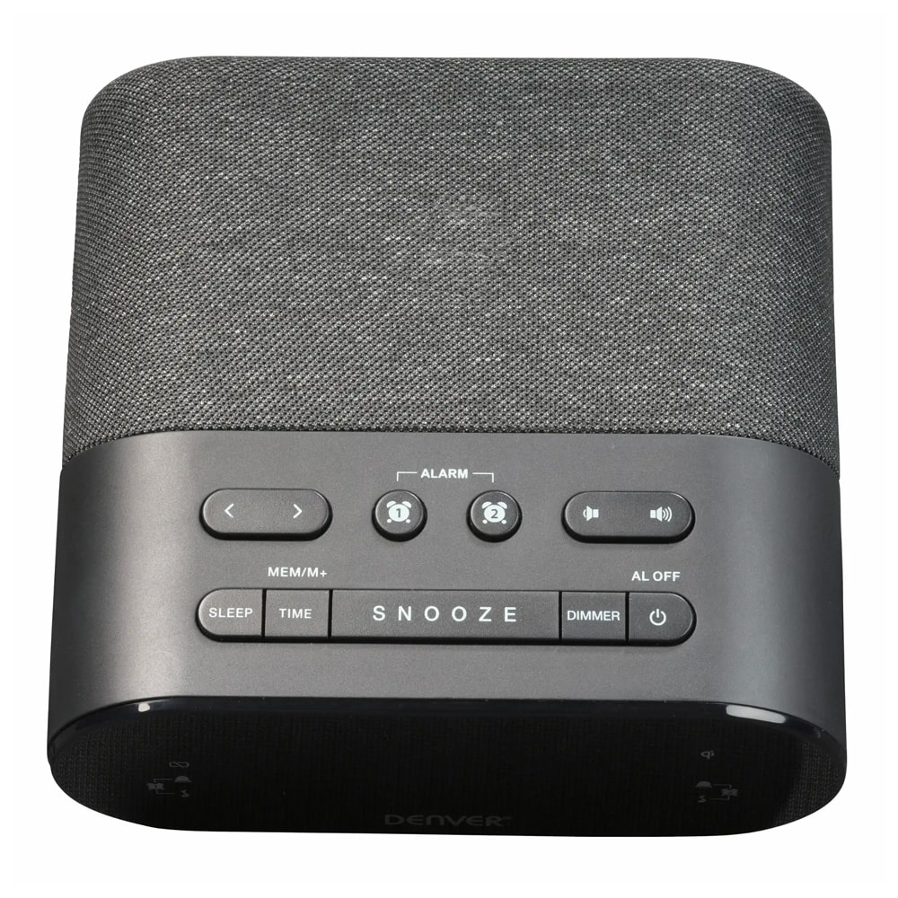 Denver CRQ-107 clockradio / vækkeur med radio / trådløs opladning / dobbelt alarm