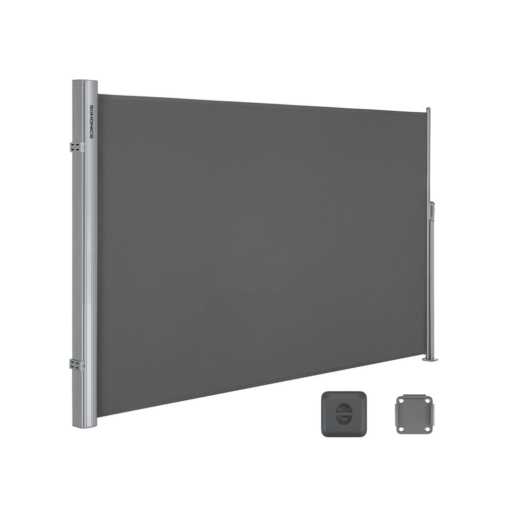 Udtrækkelig sidemarkise 180×300 cm / afskærmning til altan, terrasse og have – Grå