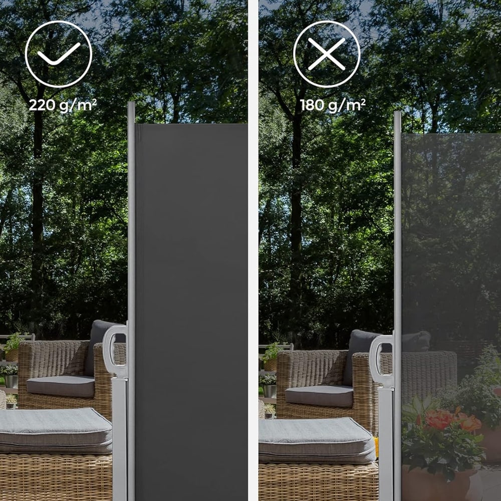 Udtrækkelig sidemarkise 180×300 cm / afskærmning til altan, terrasse og have – Grå