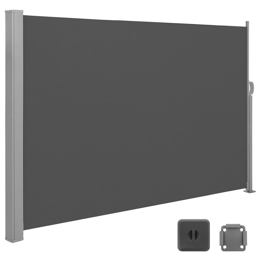 Udtrækkelig sidemarkise 160×350 cm / afskærmning til altan, terrasse og have – Grå