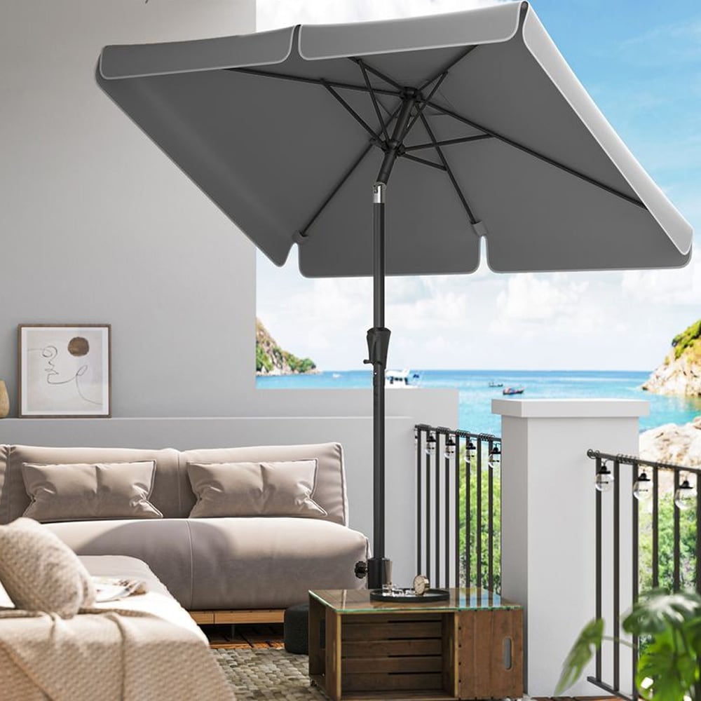 Parasol 2 x 1,5 m / rektangulær altanparasol / terrasseparasol / solbeskyttelse UPF 50+ / grå