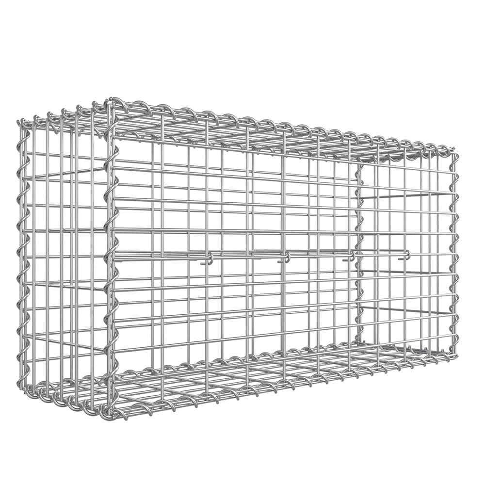 Gabionkurv 100 x 50 x 30 cm / galvaniseret stenkurv til haven / værktøjsfri gabion til mur og afgrænsning