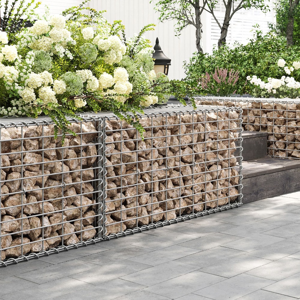 Gabionkurv 100 x 50 x 30 cm / galvaniseret stenkurv til haven / værktøjsfri gabion til mur og afgrænsning