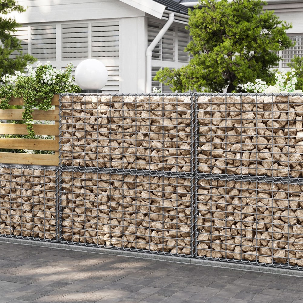 Gabionkurv 100 x 50 x 30 cm / galvaniseret stenkurv til haven / værktøjsfri gabion til mur og afgrænsning