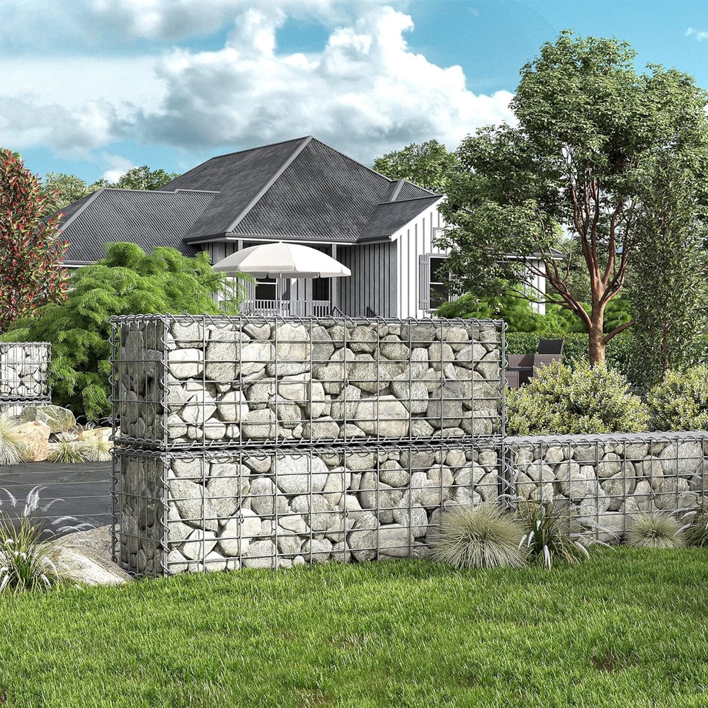 Gabionkurv 100 x 30 x 30 cm / galvaniseret stålgabion / stenkurv til støttemur / haveafgrænsning