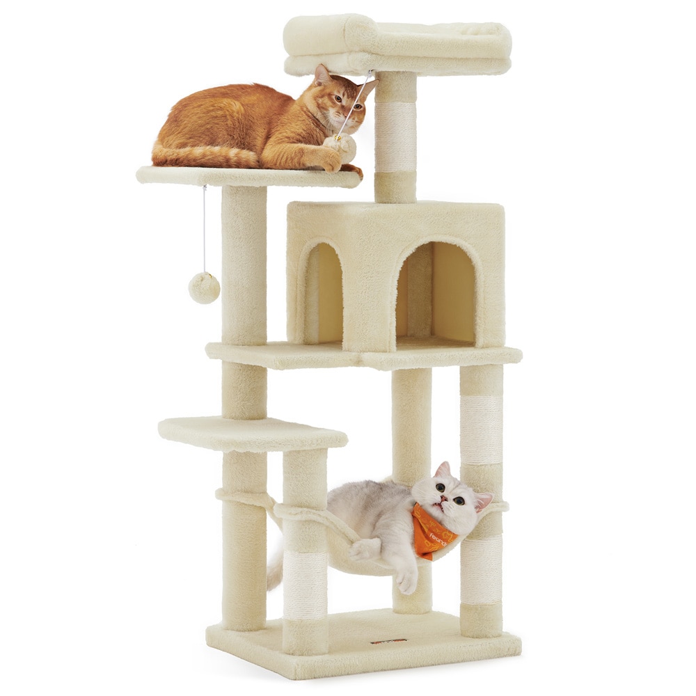 Kattetårn med hytte og hængekøje / kradsetræ med hængekøje / kattetræ med kradsetræer