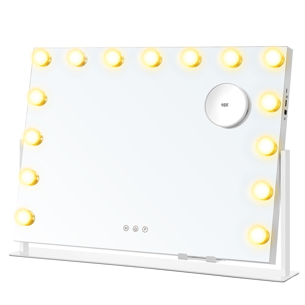 Firkantet sminkespejl med LED-belysning / sminkespejl med lys / kosmetikspejl med belysning