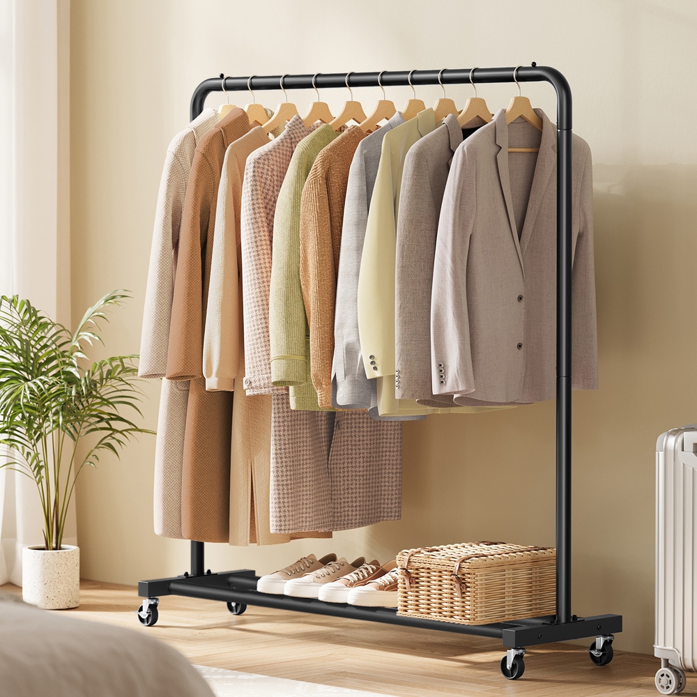 Tøjstativ på hjul - Svart / tøjstativ med hjul / tøjbøjle mobil