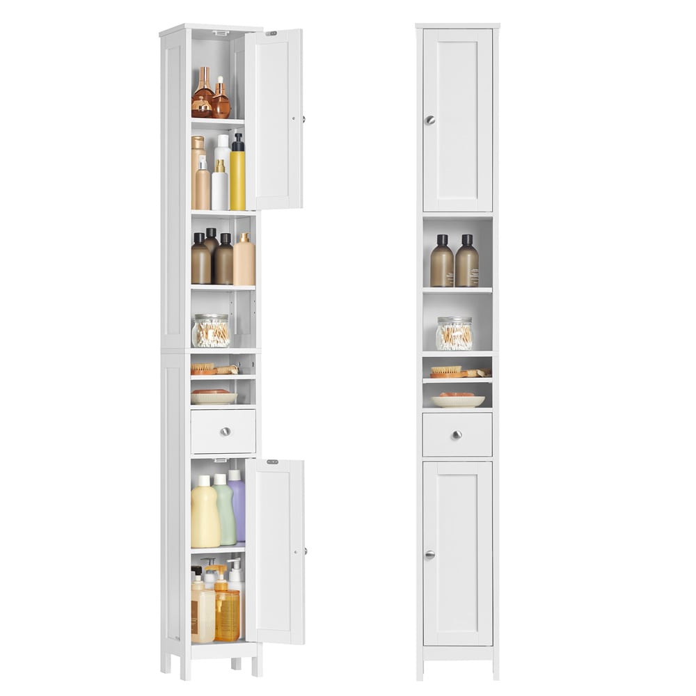 Badeværelsesskab 180x21,4x19,5cm / smalt højskab / badeværelsesopbevaring / opbevaringsskab med skuffe / skab