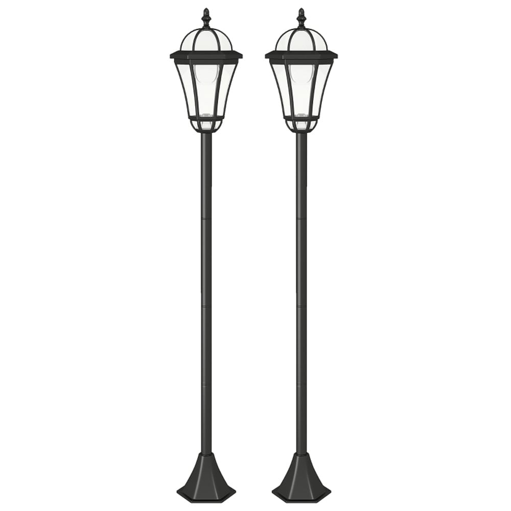 Solcelle-havelanterne 129 cm 2-pak / LED-havelanterne med jordspyd