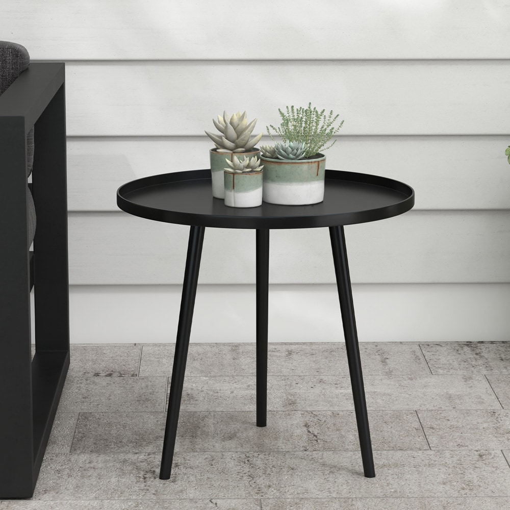 Rundt sidebord i metal 40 cm - Svart / Udendørs bord / Altanbord / Havebord