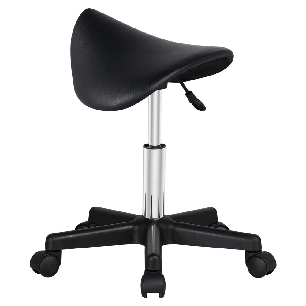 Justerbar sadelskammel på hjul - Svart / sadelstol med hjul / arbejdsstol ergonomisk