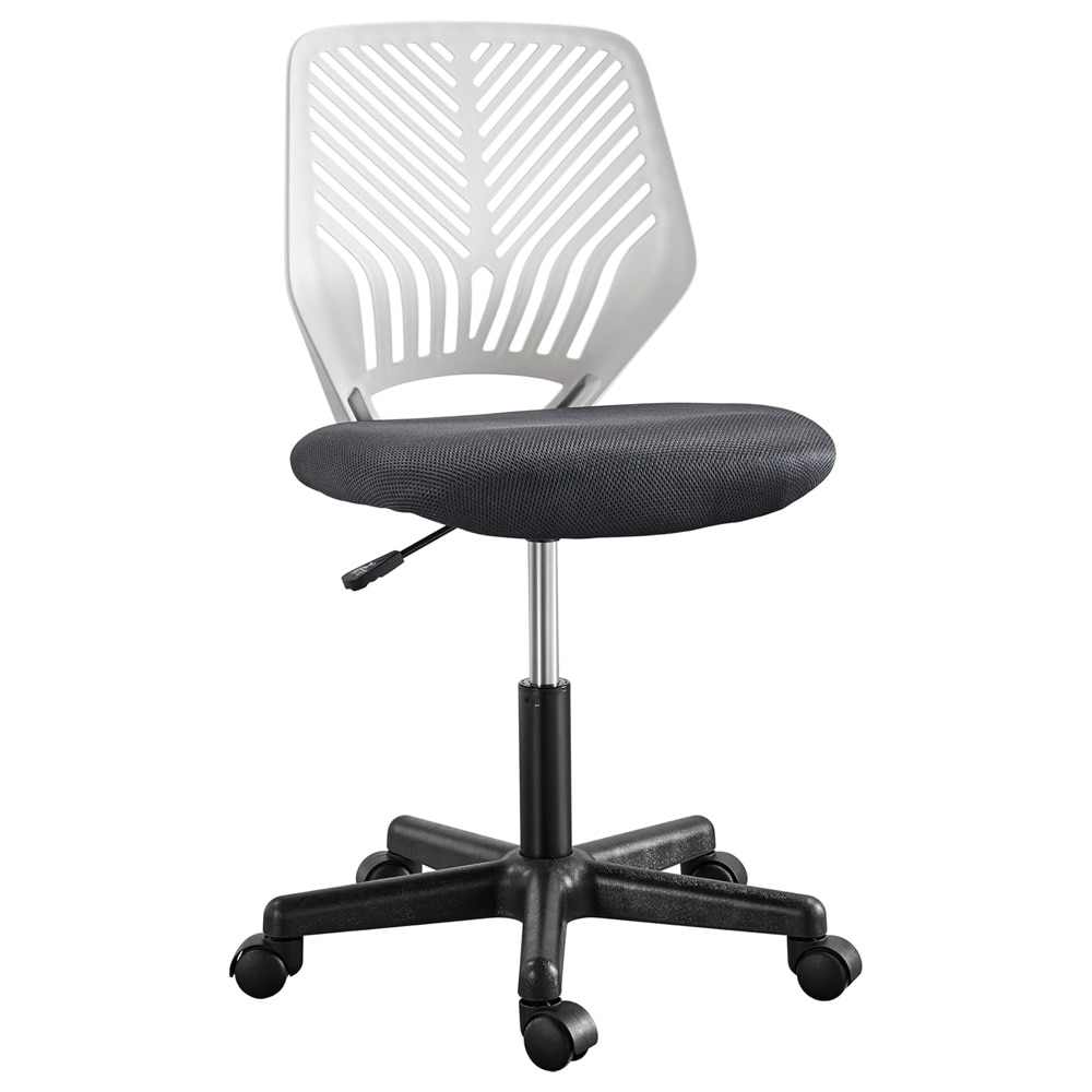 Ergonomisk kontorstol uden armlæn / højdejusterbar skrivebordsstol med S-formet ryglæn – Sort
