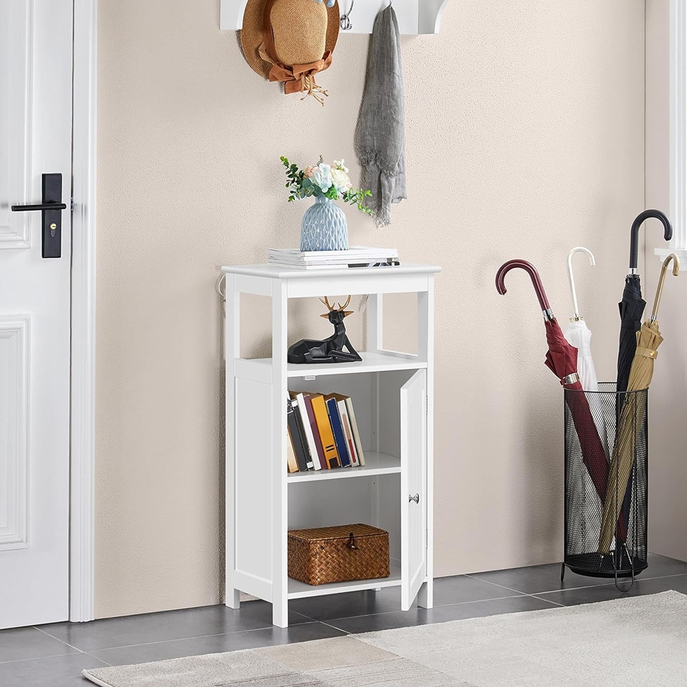 Badeværelsesskab med åbent rum 45×30×83,5 cm / smalt fritstående skab med justerbar hylde – Hvid