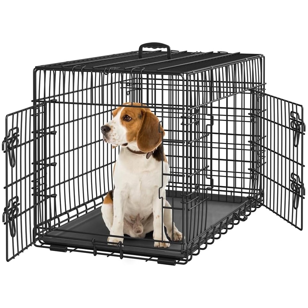 Kæledyrsbur med 2 døre - Svart / hundebur L / transportbur hund