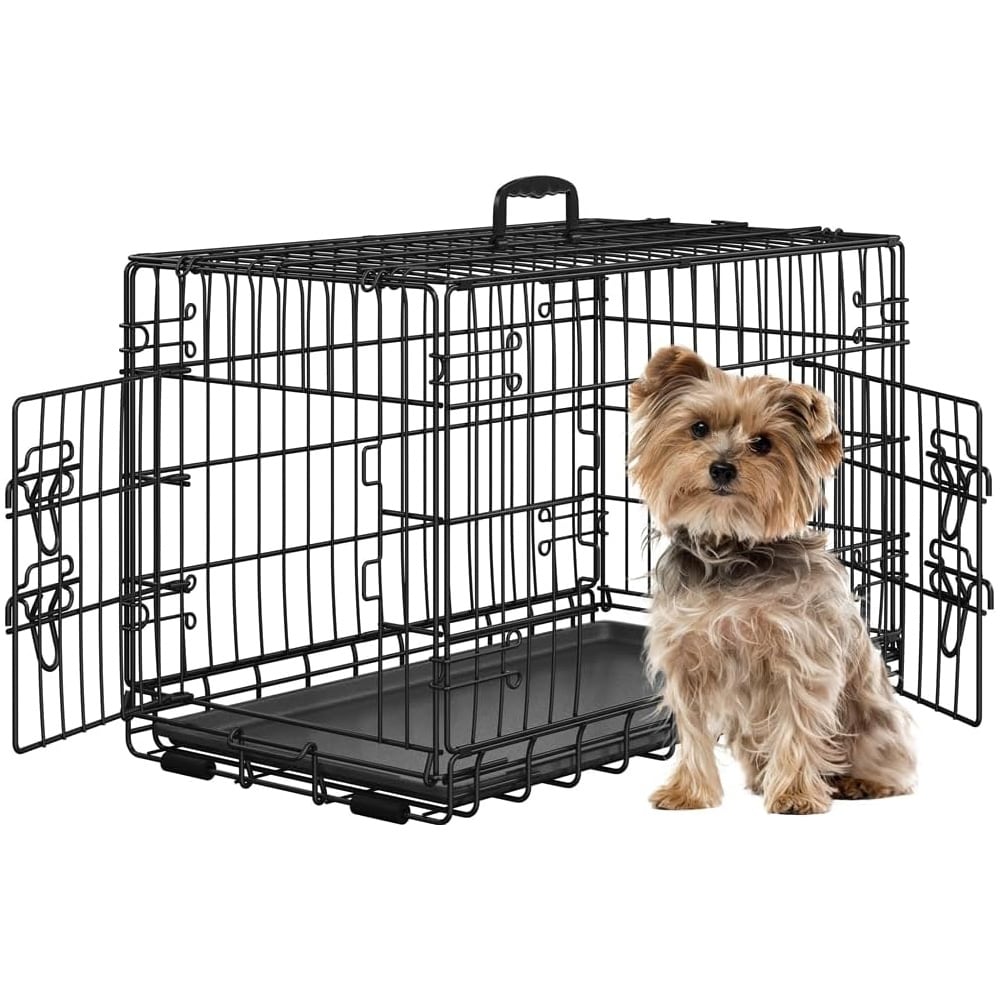Kæledyrsbur med 2 døre - Svart / hundebur M / transportbur hund