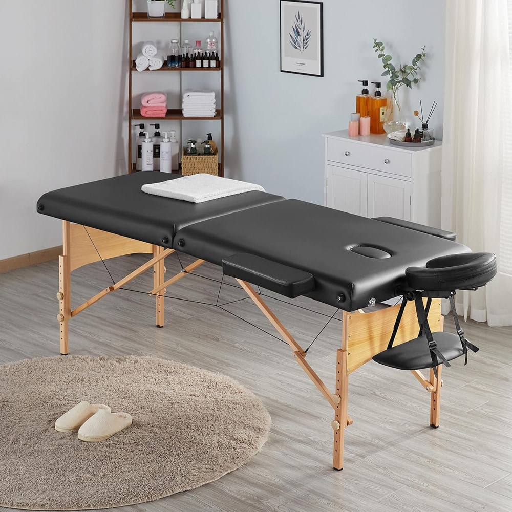Bærbar og justerbar massagebriks - 2 zoner / sammenklappelig massagebriks / behandlingsbriks