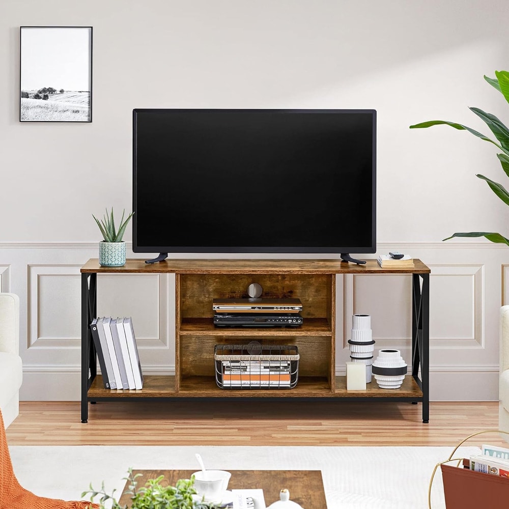 TV-bænk rustik 106 cm / TV-bord i industriel stil / mediebænk med åbne hylder