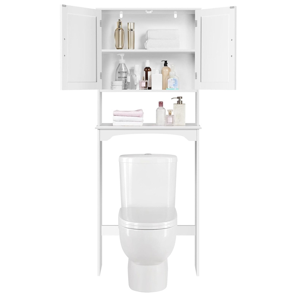 Badeværelsesskab over vaskemaskine eller toilet 75×23×180 cm / pladsbesparende skab med hylde - Hvid