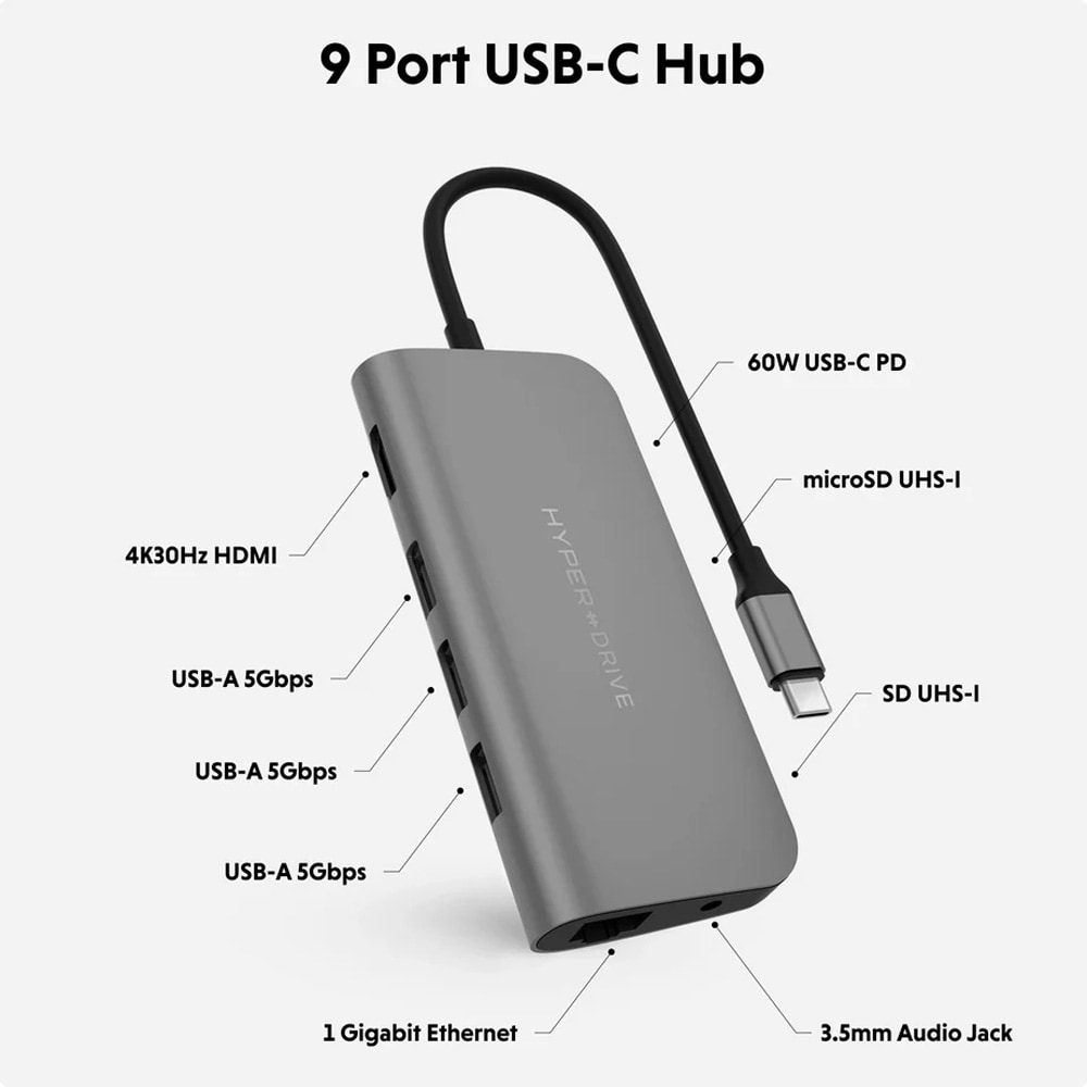 HyperDrive Power 9i1 USB-C-hub / USB-C-hub / multiport-adapter