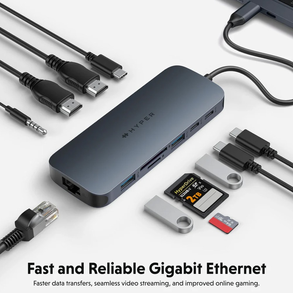 HyperDrive Next 11-ports USB-C-dockingstation / USB-C-hub / dockingstation til to skærme