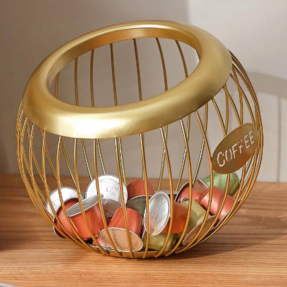 Kaffekurv - opbevaring af kaffekapsler - guld / kaffekapselholder / kaffekapselholder