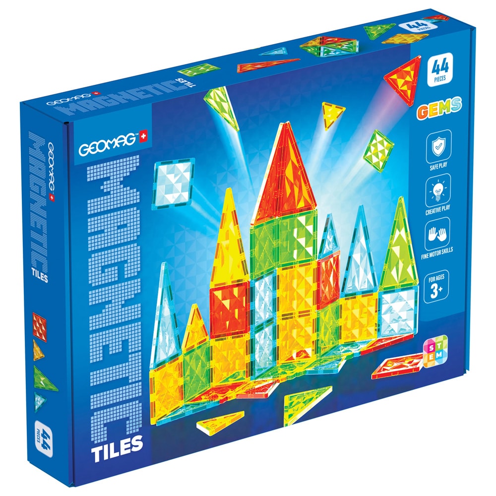 Geomag Magnetic Tiles Gems 44 stykker / magnetisk byggplattor/klossar
