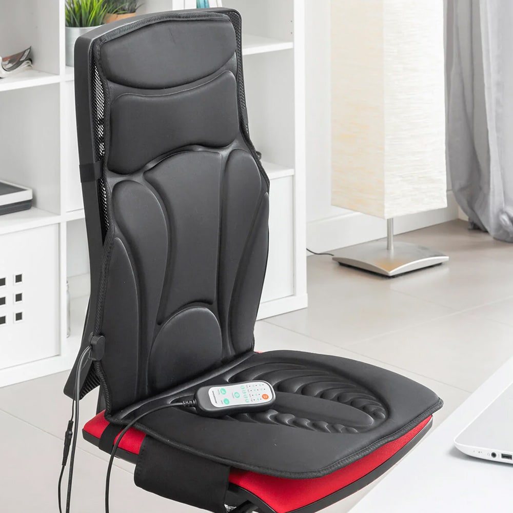 Massagepude med varme / massagemåtte til nakke, ryg og ben med 5 tilstande og biladapter