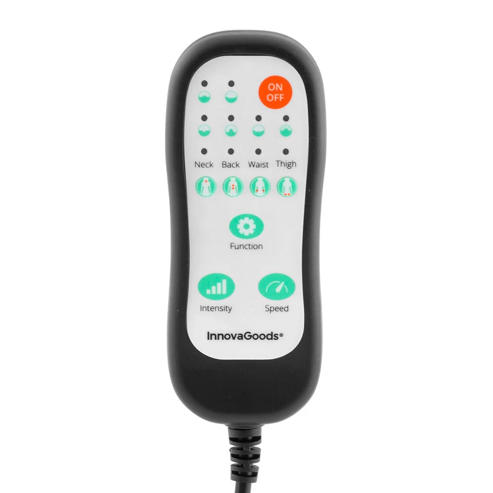 Massagepude med varme / massagemåtte til nakke, ryg og ben med 5 tilstande og biladapter