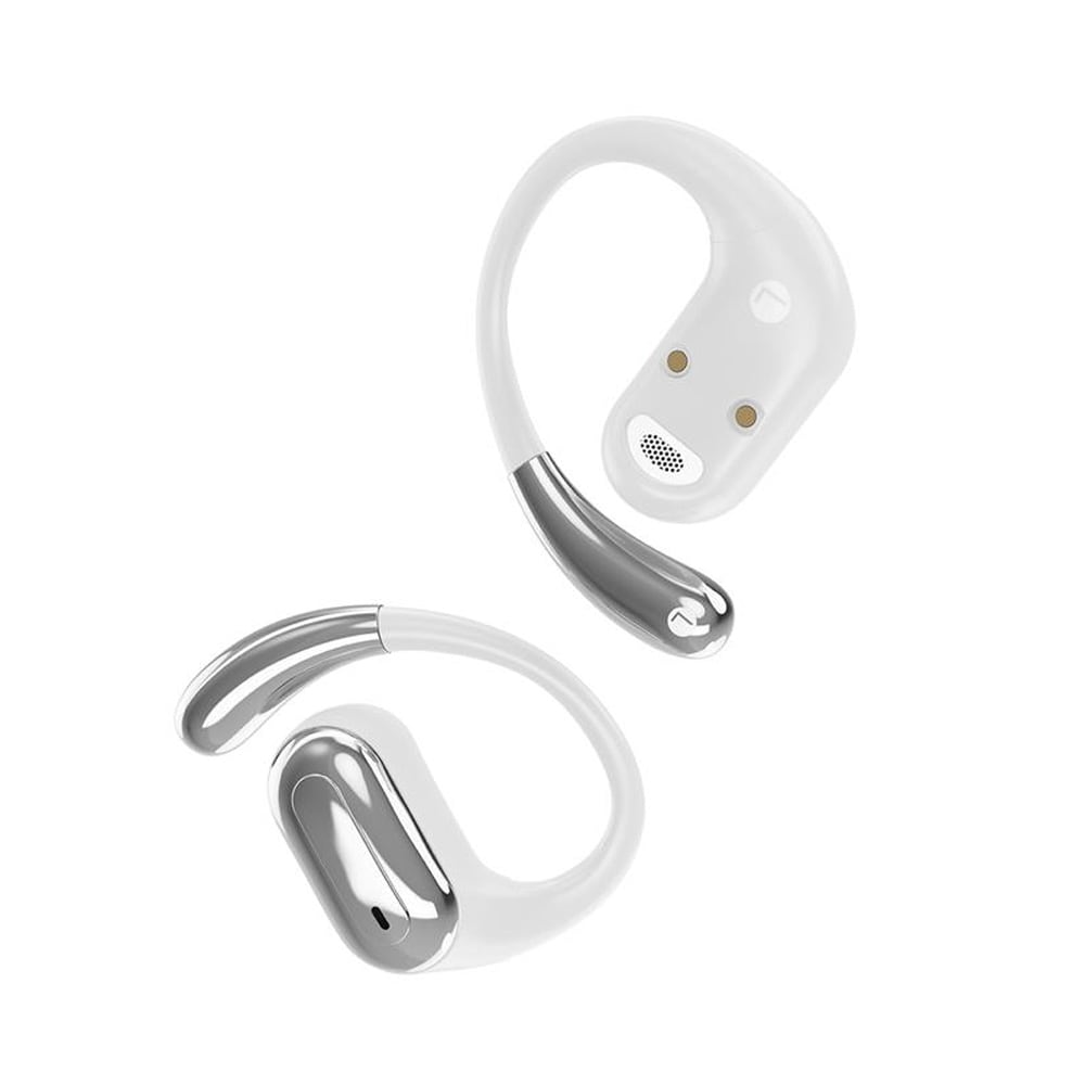 Open-Ear TWS-headset - hvid / åbne hovedtelefoner med ørekrog og opladningsetui
