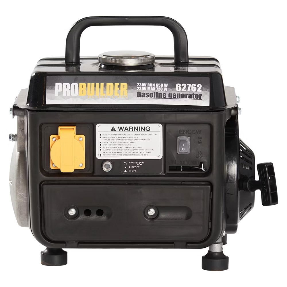 Probuilder benzingenerator 720 W / strømaggregat 230 V / campinggenerator med 2-taktsmotor