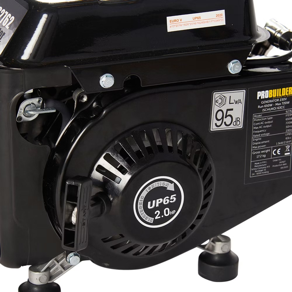 Probuilder benzingenerator 720 W / strømaggregat 230 V / campinggenerator med 2-taktsmotor