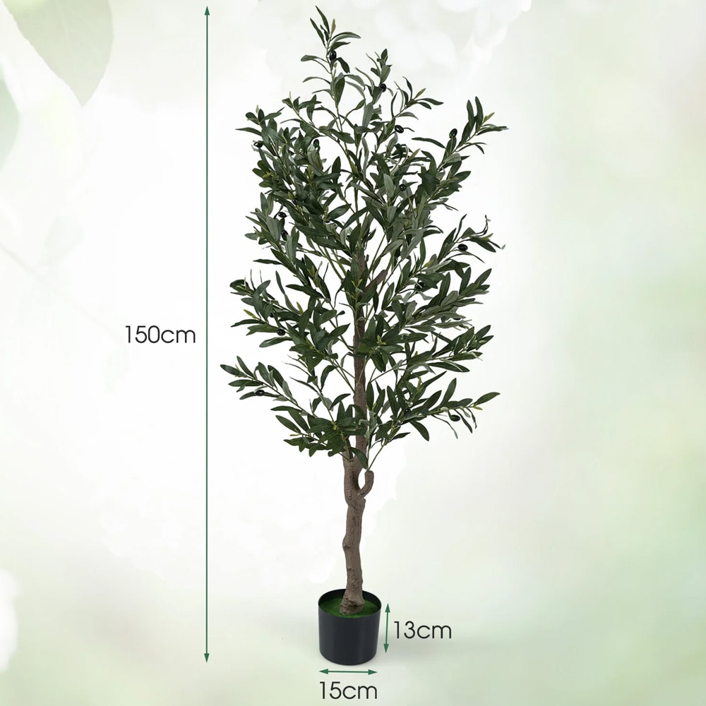 Kunstige oliventræer 2 stk / naturtro kunstige planter i potte / formbare grene