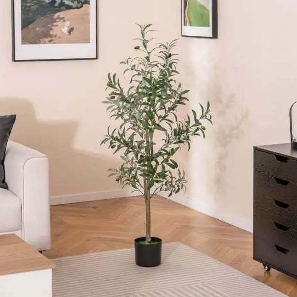 Kunstigt oliventræ 130 cm / kunstig olivenplante i potte / kunstigt oliventræ