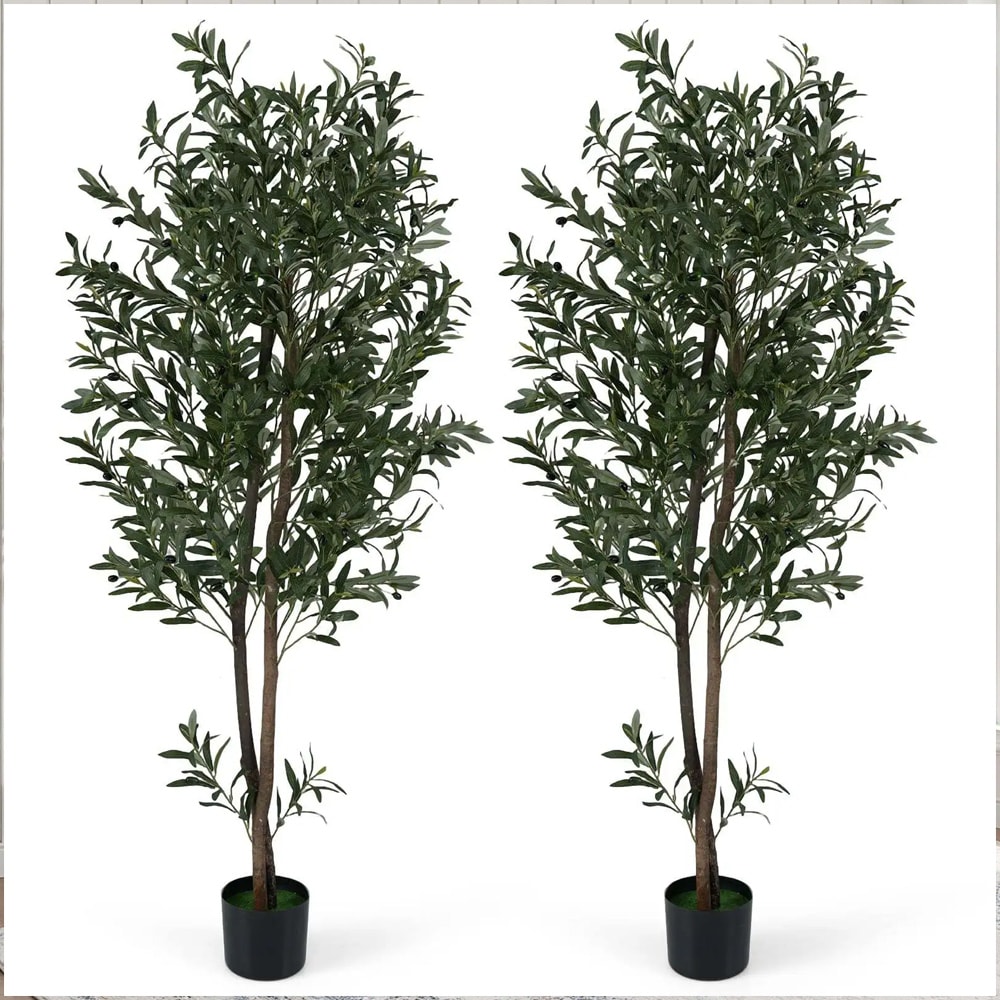 Kunstige oliventræer 2 stk / naturtro kunstige træer 180 cm / formbare grene