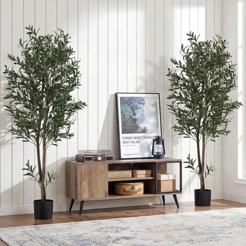 Kunstige grønne planter 2-pak 180 cm / kunstige oliventræer