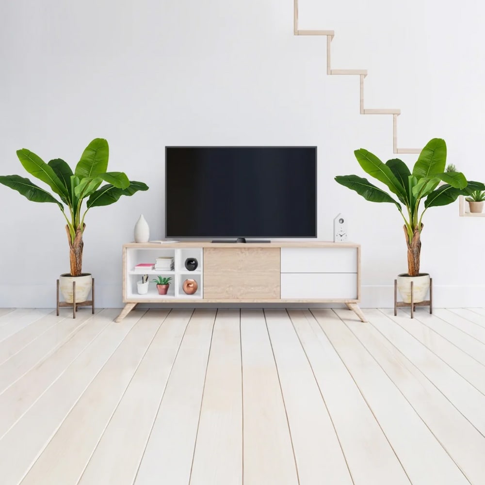 Kunstige bananbladsplanter med justerbare grene 107 cm 2-pak / kunstige bananpalmer