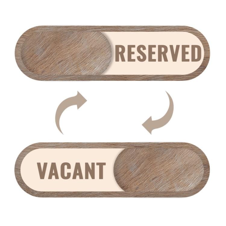 Selvklæbende dørstatusskilt Reserved/Vacant / Skydedørsskilt til rum / Selvklæbende rumindikator