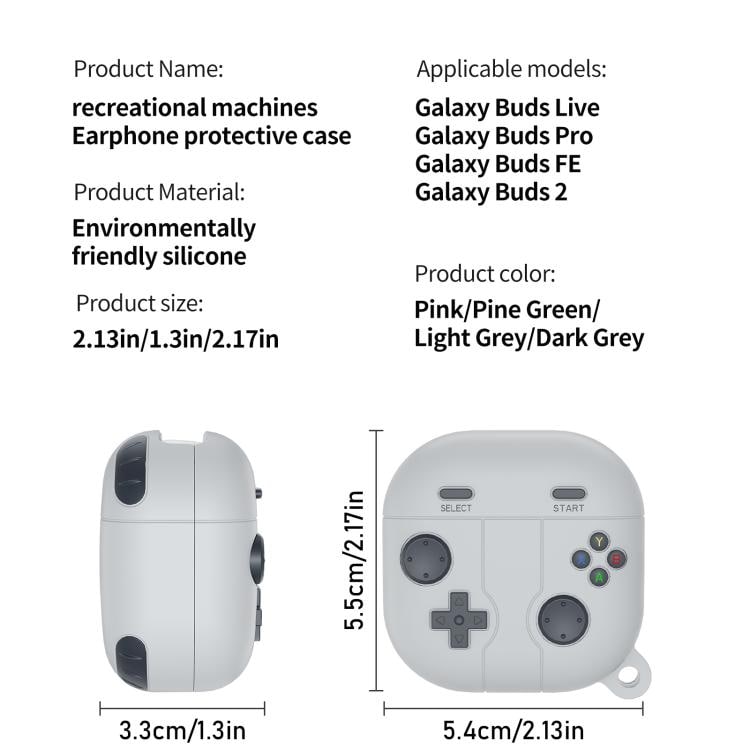 Silikoneetui i retro gaming-stil til Samsung Galaxy Buds Live - Lysegrå