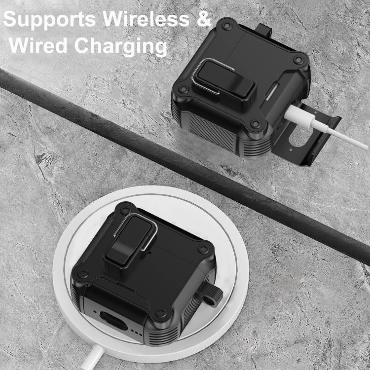 Magnetisk hovedtelefonetui med lås til AirPods 4 – Svart-hvid / beskyttelsesetui