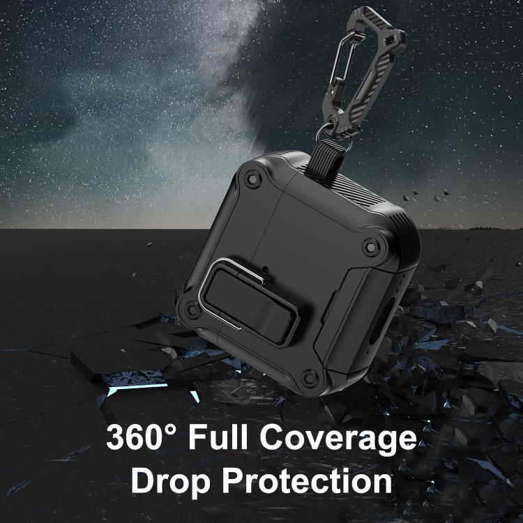 Magnetisk hovedtelefonetui med lås til AirPods 4 – Svart-hvid / beskyttelsesetui