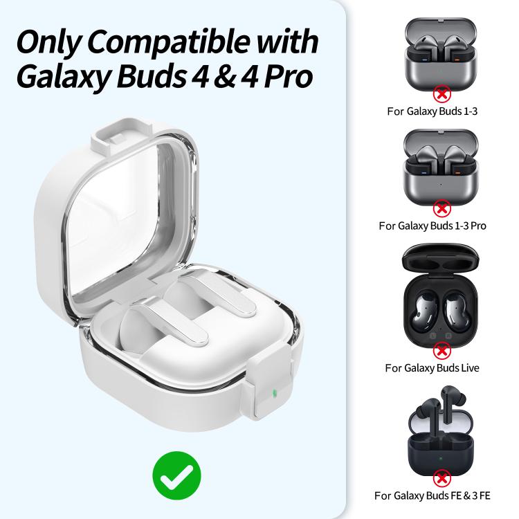 Hovedtelefonetui med kliklås til Galaxy Buds4 og Buds4 Pro – Hvid