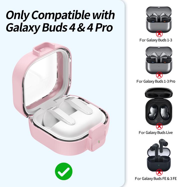 Hovedtelefonetui med kliklås til Galaxy Buds4 og Buds4 Pro – Rosa