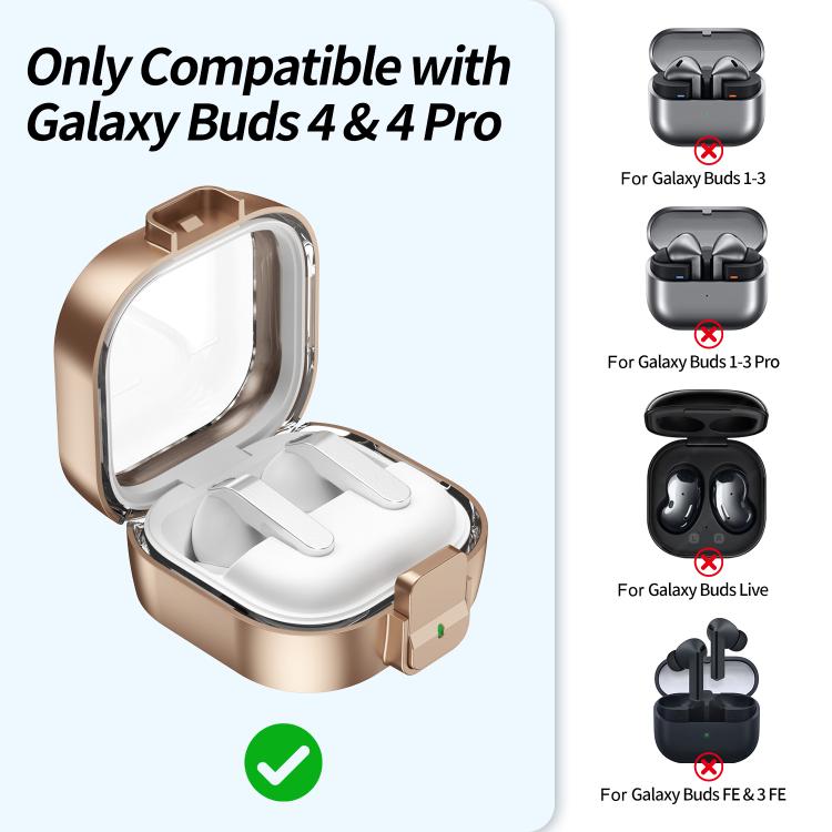 Hovedtelefonetui med kliklås til Galaxy Buds4 og Buds4 Pro – Roséguld