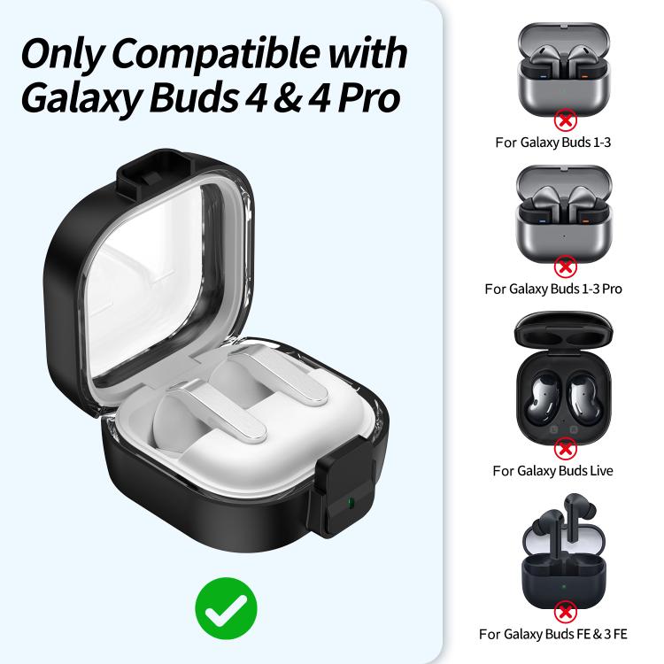 Hovedtelefonetui med kliklås til Galaxy Buds4 og Buds4 Pro – Svart