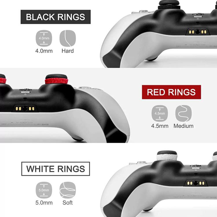 Præcisionsringe i blødt silikone til PS4/PS5/Xbox/Switch, 8-pak – Svart/lilla/hvid/grøn